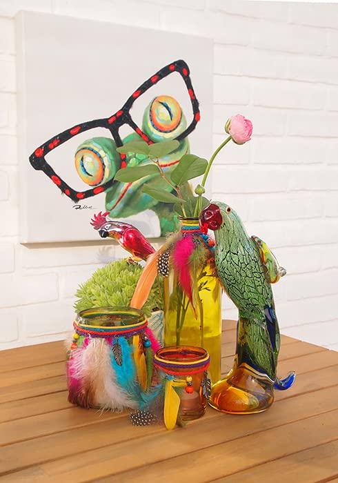 gilde-sculptures-perroquet-sculpture-verre-28-cm-vert-rouge-bleu image 5