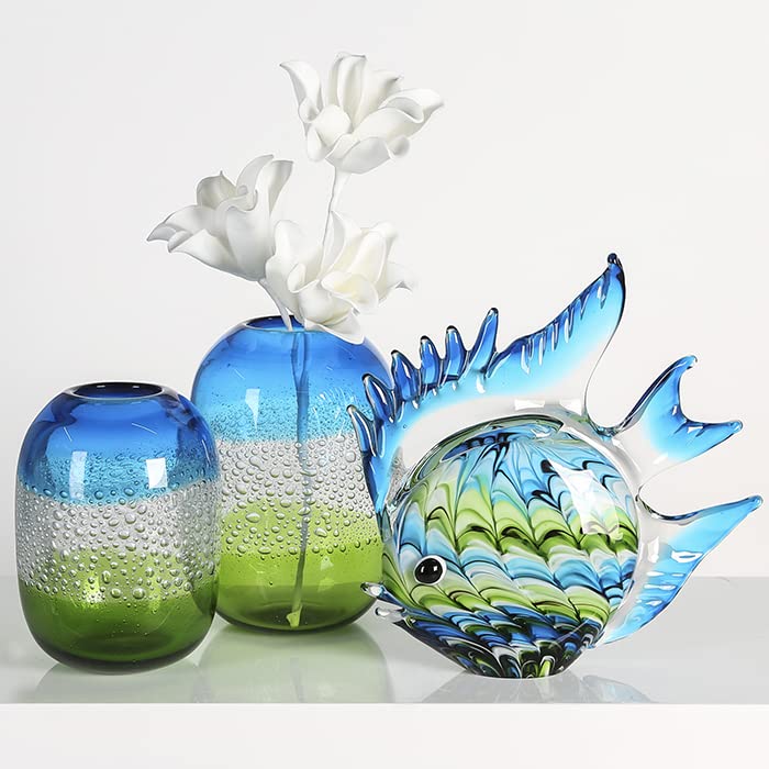 gilde-fun-fish-sculpture-verre-poisson-bleu-vert-30-cm image 8