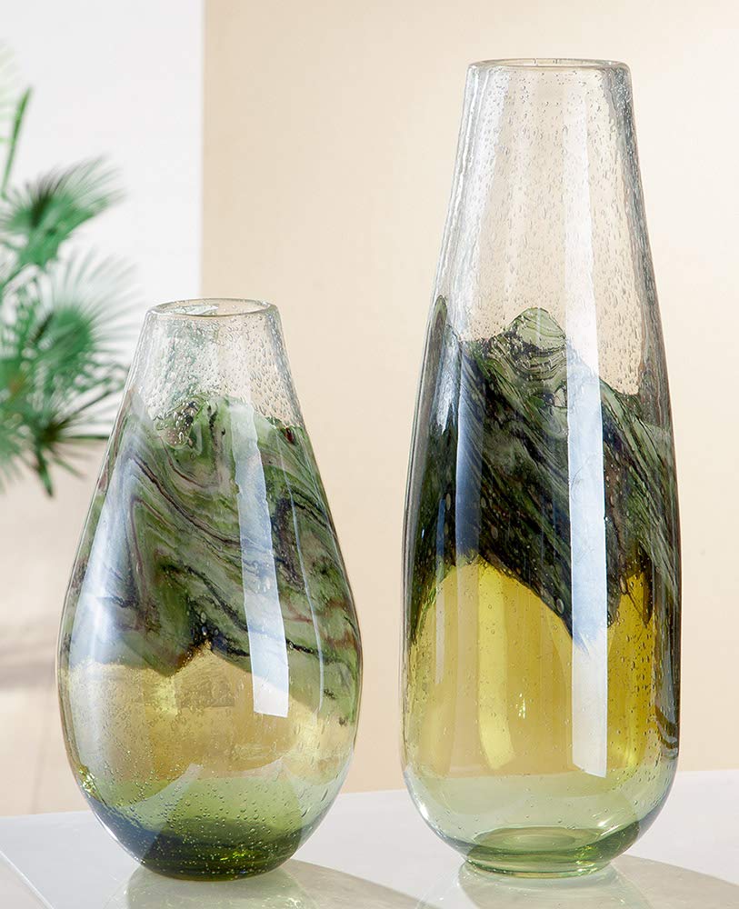 gilde-florence-vase-d-coratif-vert-33-cm-verre-relief image 3