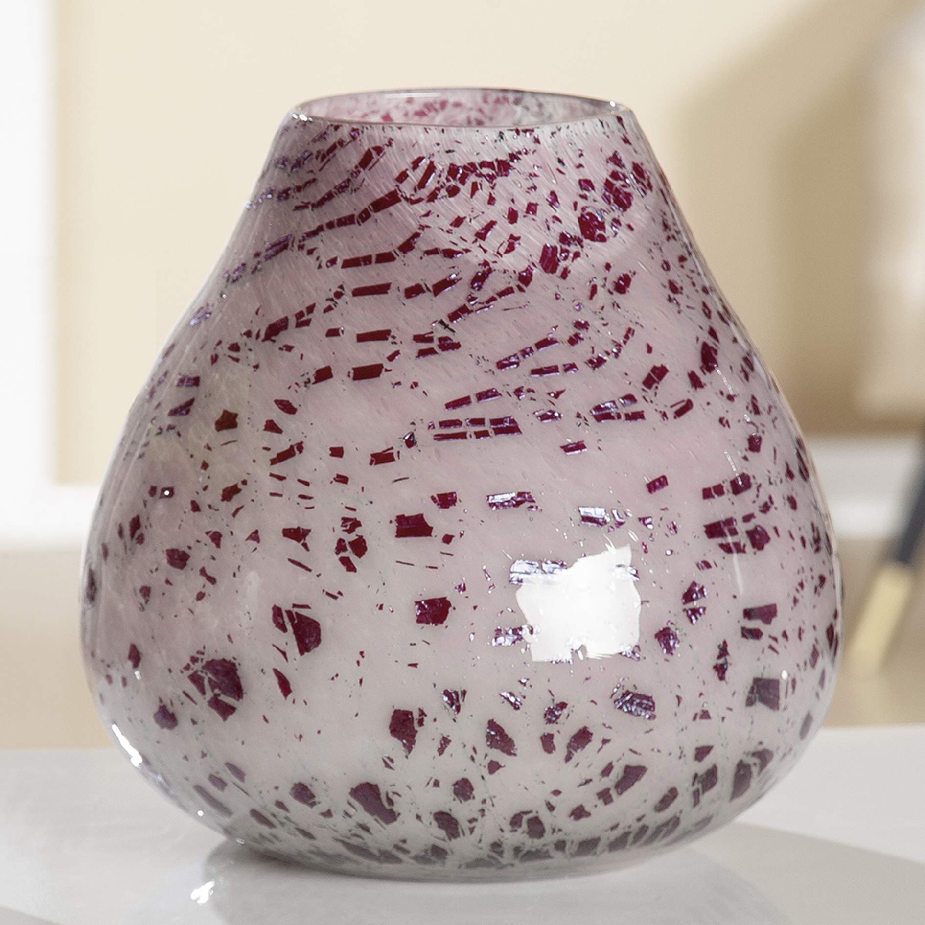 gilde-glas-art-vase-verre-25-cm-bordeaux-rose-ovale image 2