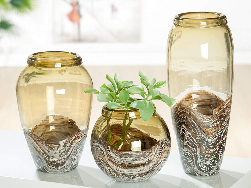 gilde-casca-vase-en-verre-27-cm-marron-vert-olive image 2