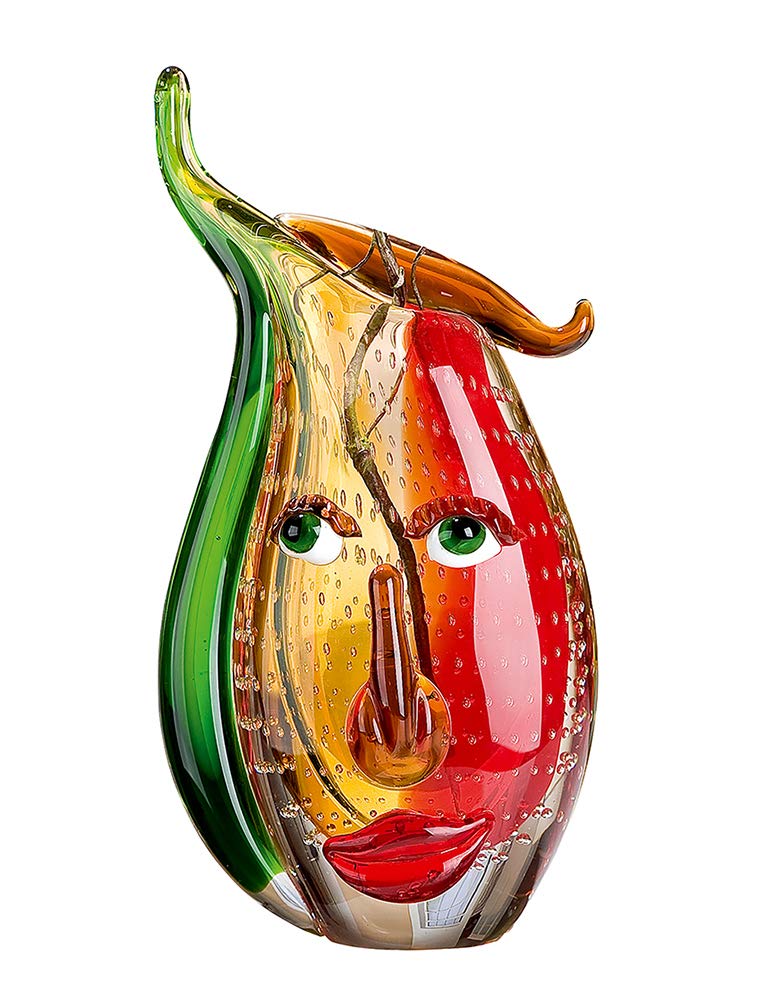 gilde-vase-verre-rouge-jaune-31-cm-fait-main-oblong image 1