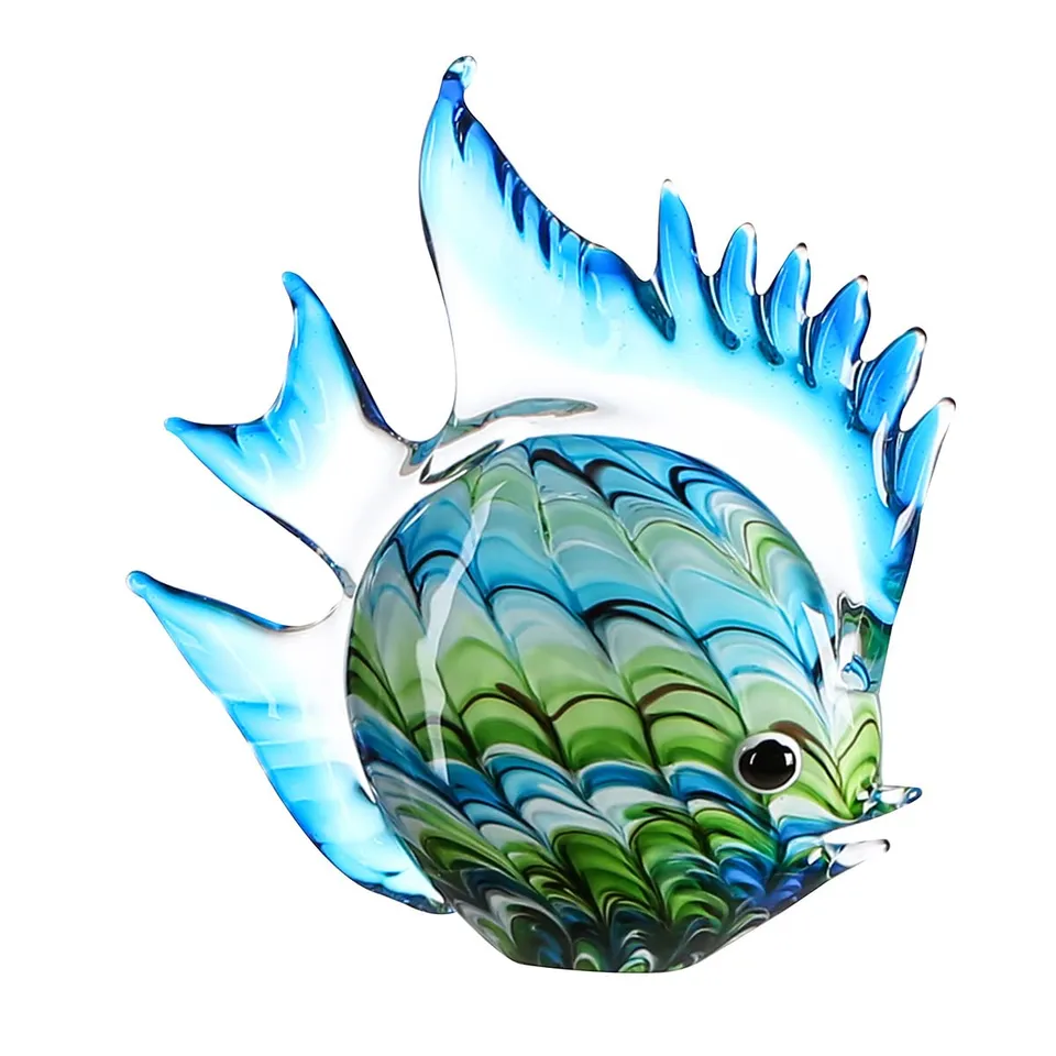 gilde-fun-fish-sculpture-verre-poisson-bleu-vert-30-cm image 1