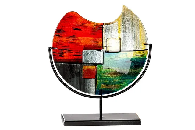 gilde-vase-verre-fait-main-37-cm-fusing-color-pied-m-tal image 1