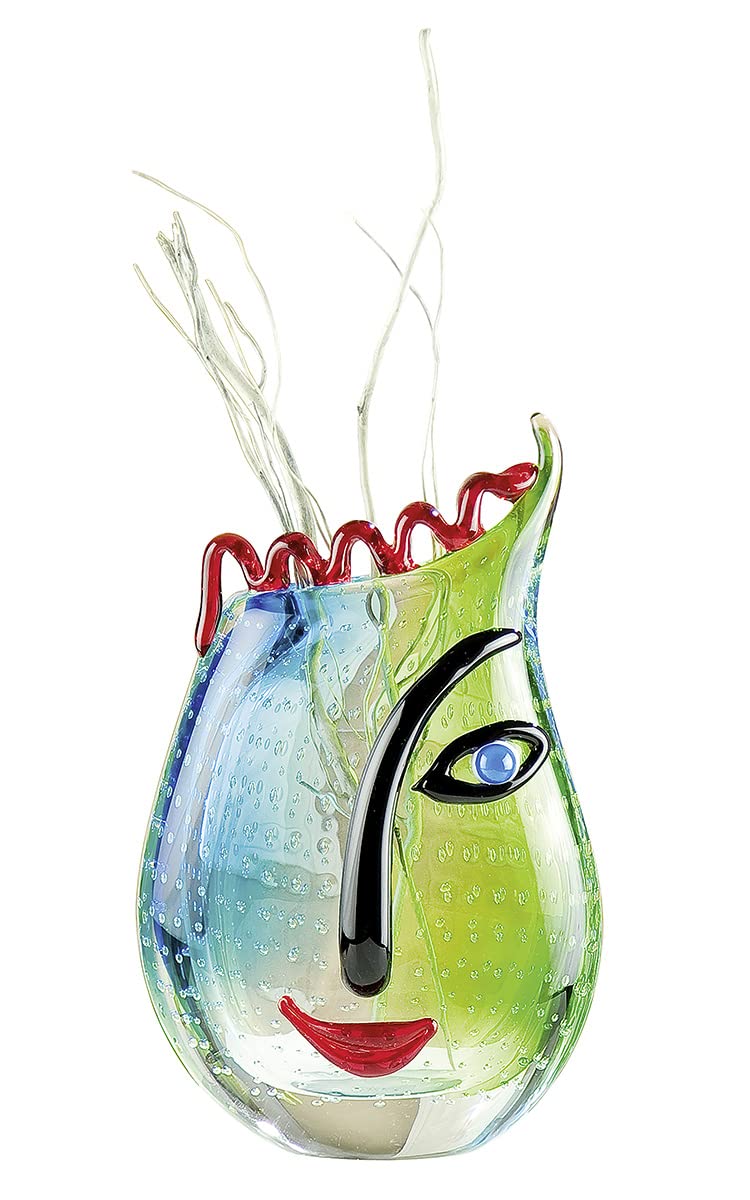 gilde-glas-art-visage-vase-en-verre-28-cm-multicolore image 2