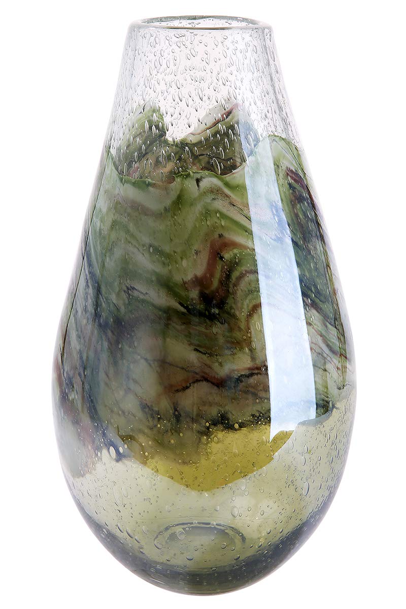 gilde-florence-vase-d-coratif-vert-33-cm-verre-relief image 1