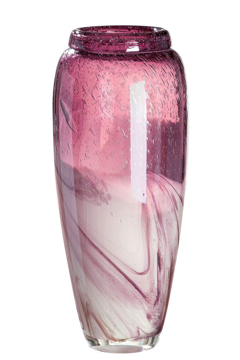 gilde-glas-art-vase-en-verre-magenta-blanc-dor-45-cm image 7