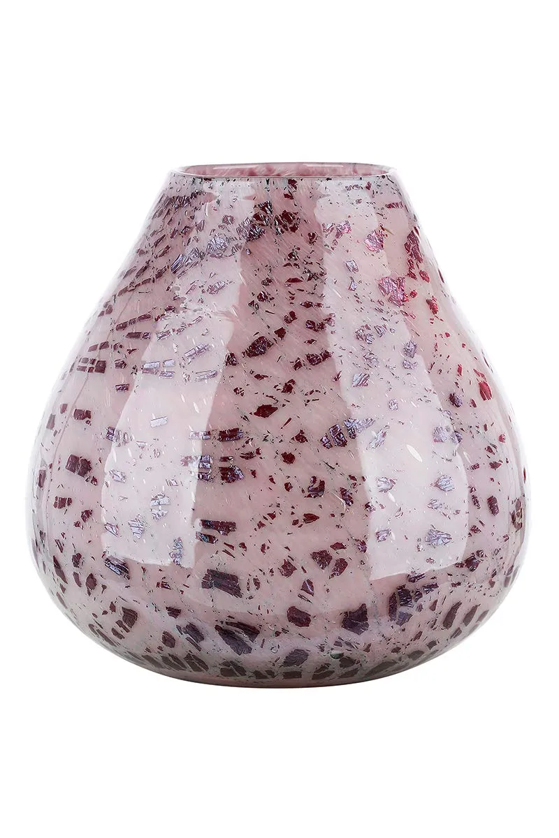 gilde-glas-art-vase-verre-25-cm-bordeaux-rose-ovale image 1