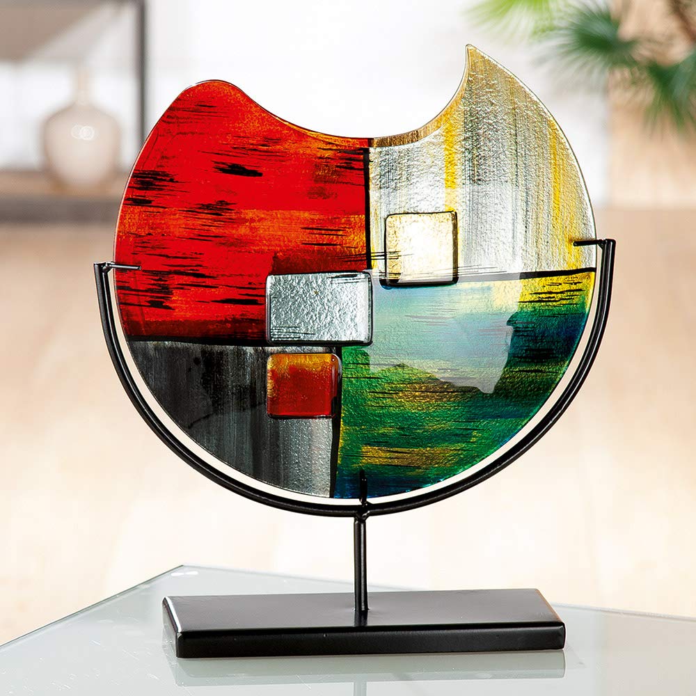 gilde-vase-verre-fait-main-37-cm-fusing-color-pied-m-tal image 2