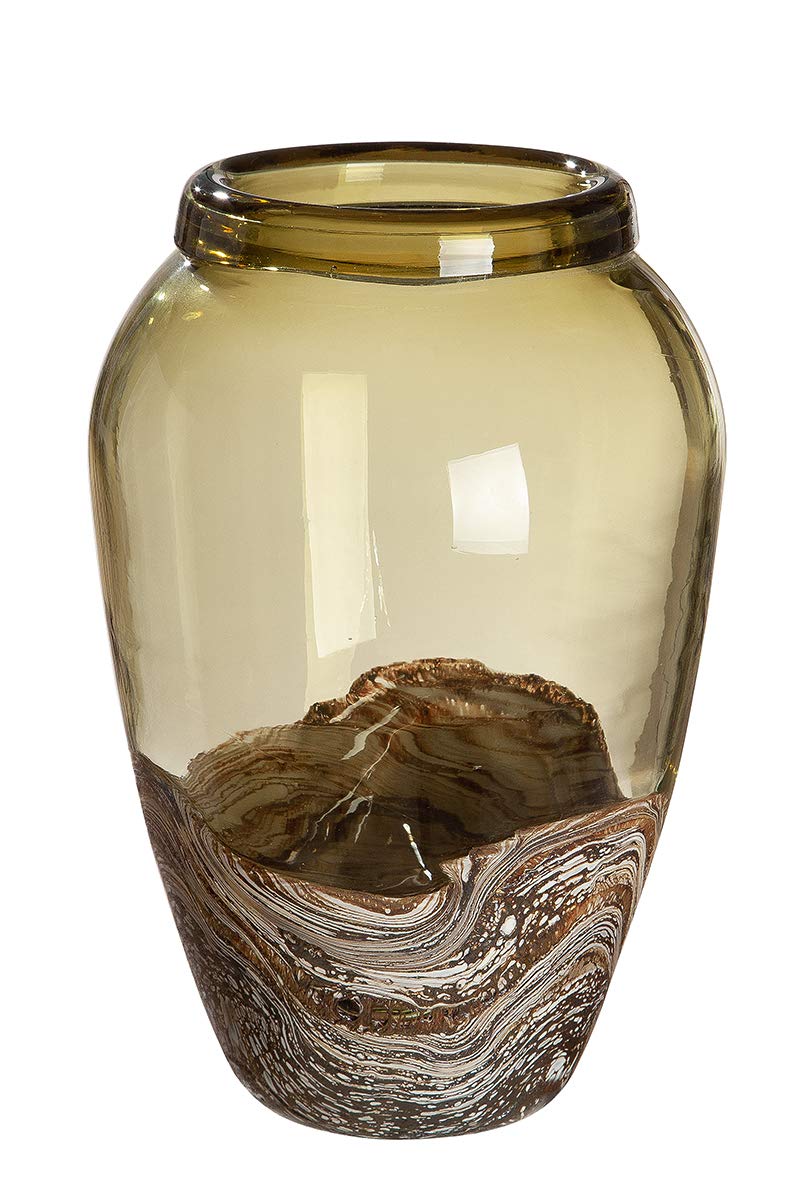 gilde-casca-vase-en-verre-27-cm-marron-vert-olive image 1