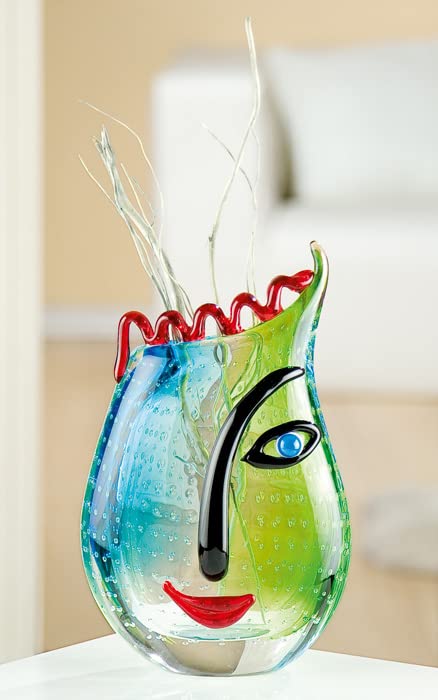 gilde-glas-art-visage-vase-en-verre-28-cm-multicolore image 7