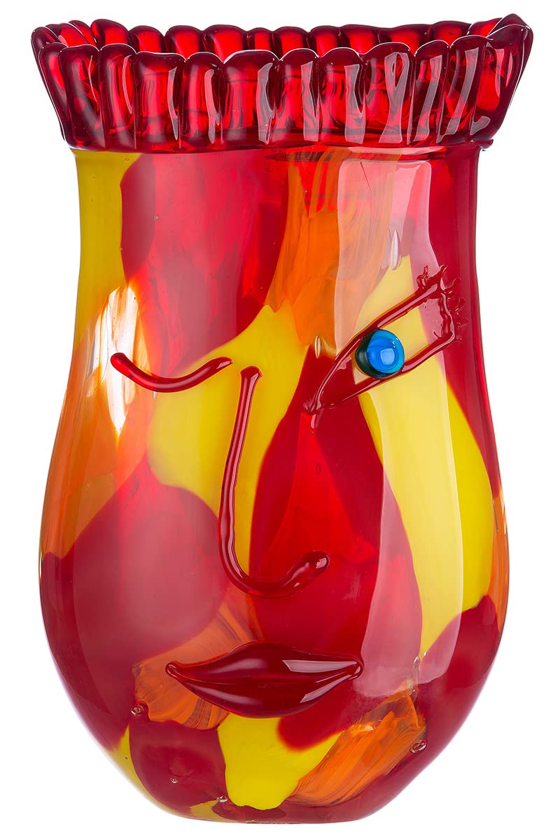 gilde-glas-art-vase-en-verre-magenta-blanc-dor-45-cm image 8