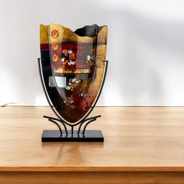 gilde-glas-art-pearl-vase-en-verre-58-cm-peint-main image 1