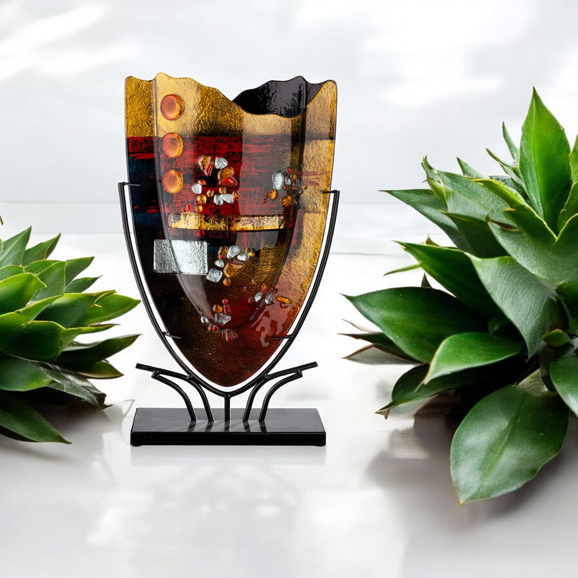 gilde-glas-art-pearl-vase-en-verre-58-cm-peint-main image 7