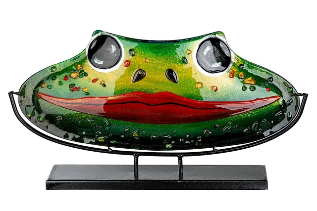 gilde-vase-verre-peint-main-vert-50-cm-grenouille image 1