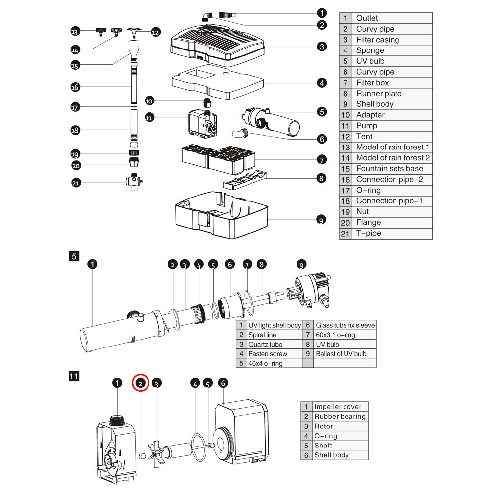 sunsun-cuf-2500-5000-6000-support-caoutchouc-pompe-bassin-rechange image 2