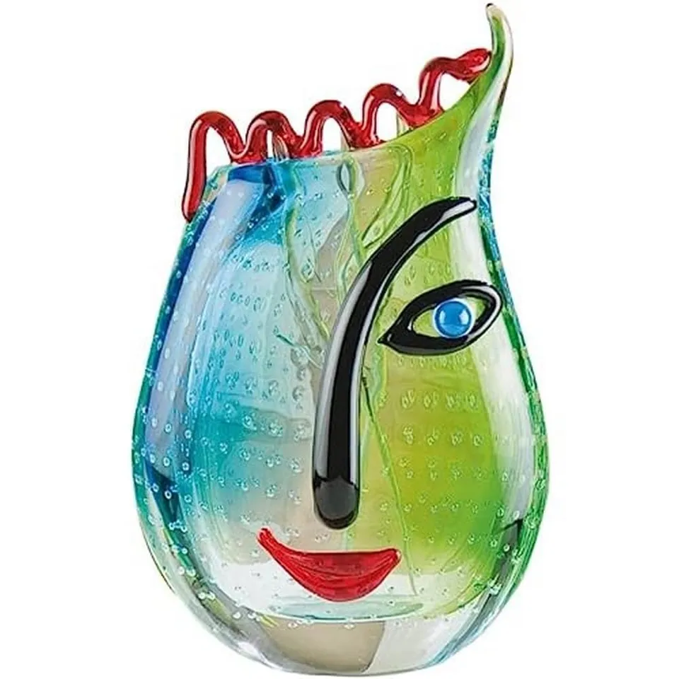gilde-glas-art-visage-vase-en-verre-28-cm-multicolore image 1
