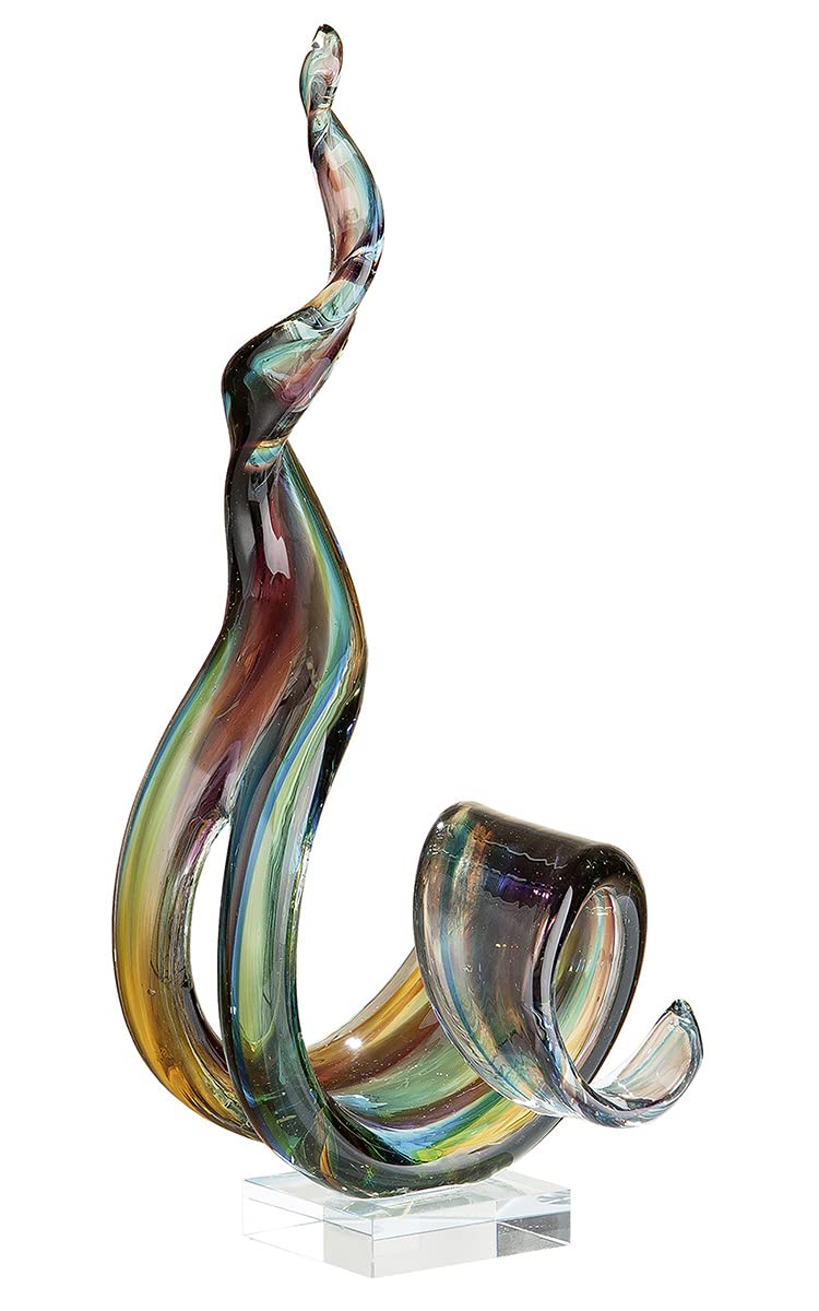 gilde-fun-fish-sculpture-verre-poisson-bleu-vert-30-cm image 5