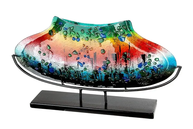 gilde-rainbow-vase-verre-multicolore-support-53-cm-fait-main image 1